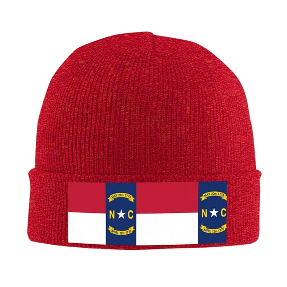 North-Carolina Flag Beanie Hat Knit Hat Skull Cap for Men Women Winter Hat Red