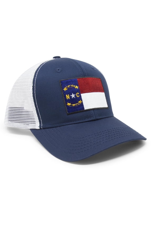North Carolina Flag Hat for Men and Women – Snapback Trucker Baseball Cap by International Tie (Navy/White)