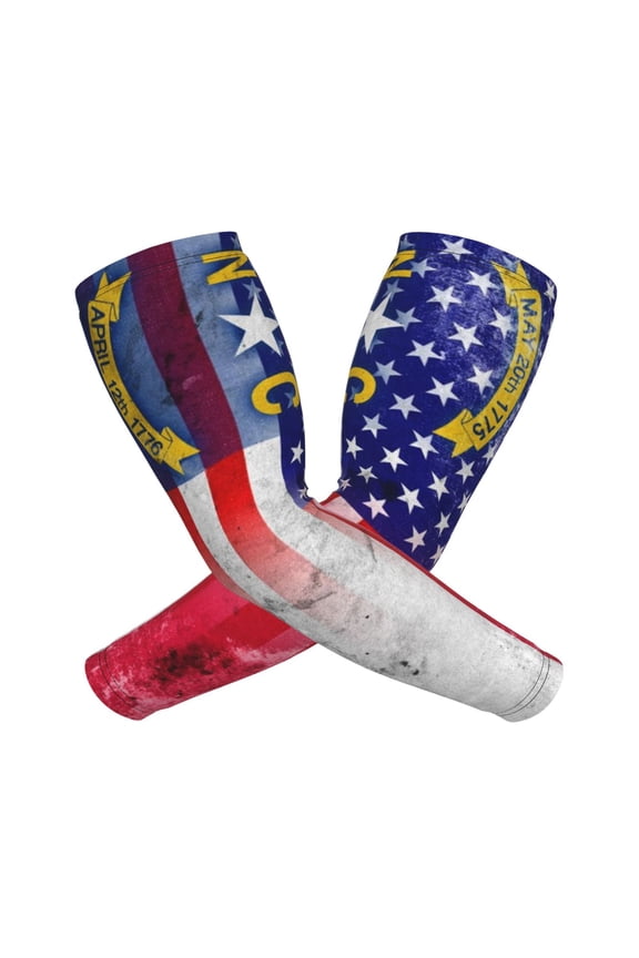 North Carolina Flag Painted Arm Sleeves For Men And Women Compression Sun Protection Tattoo Cover Up Baseball Basketball Running