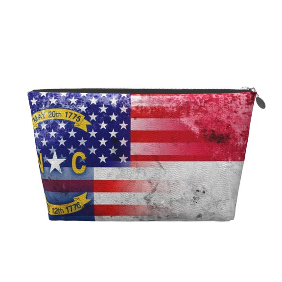 North Carolina Flag Painted Small Purse Organizer Zipper Cosmetic Handbag Tote Pouch For Women