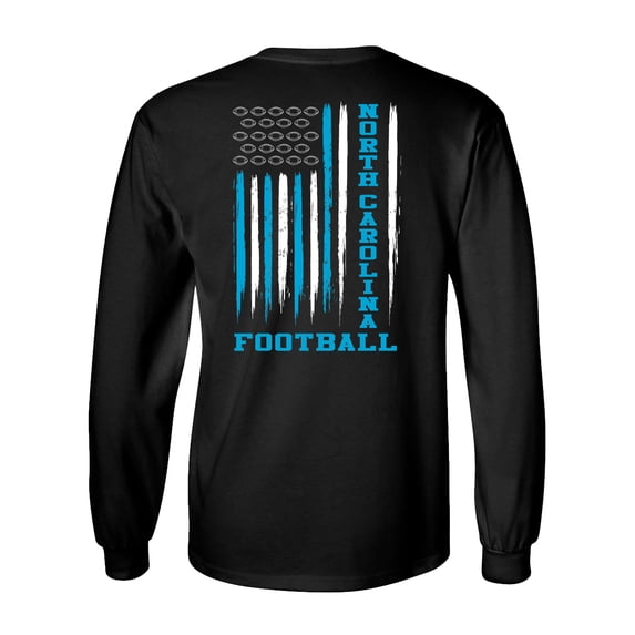 North Carolina Football Team Color American Flag Unisex Long Sleeve T-shirt Graphic Tee-Black-medium