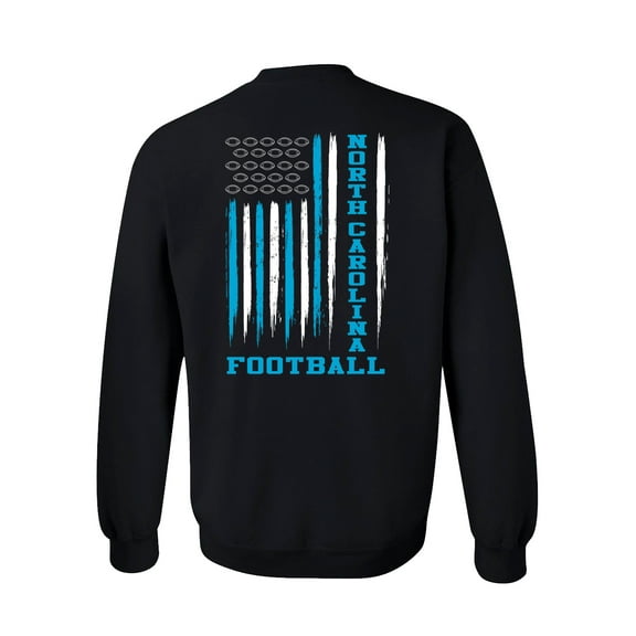 North Carolina Football Team Color American Flag Mens Crewneck Pullover Sweatshirt-Black-5xl