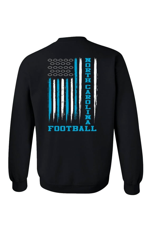 North Carolina Football Team Color American Flag Mens Crewneck Pullover Sweatshirt-Black-5xl