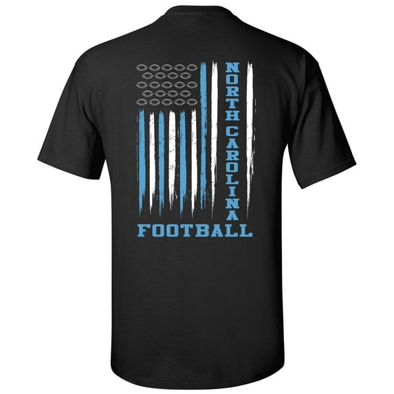North Carolina Football Team Color American Flag Mens Short Sleeve T-shirt Graphic Tee-Black-Large