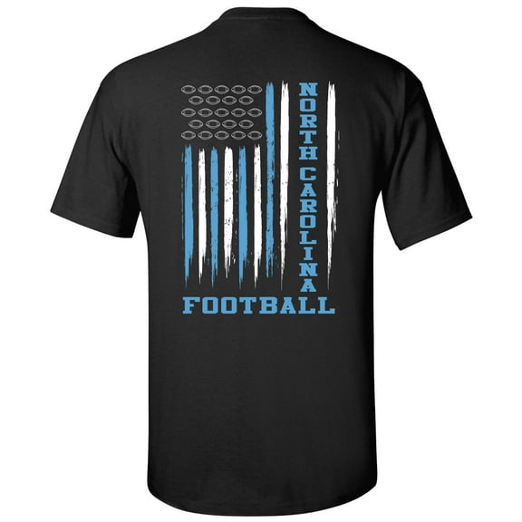 North Carolina Football Team Color American Flag Mens Short Sleeve T-shirt Graphic Tee-Black-Large