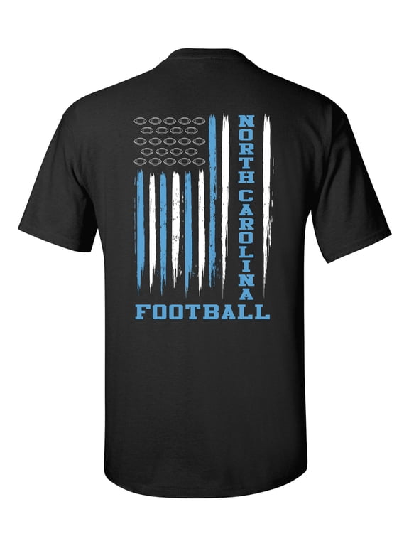 North Carolina Football Team Color American Flag Mens Short Sleeve T-shirt Graphic Tee-Black-Large