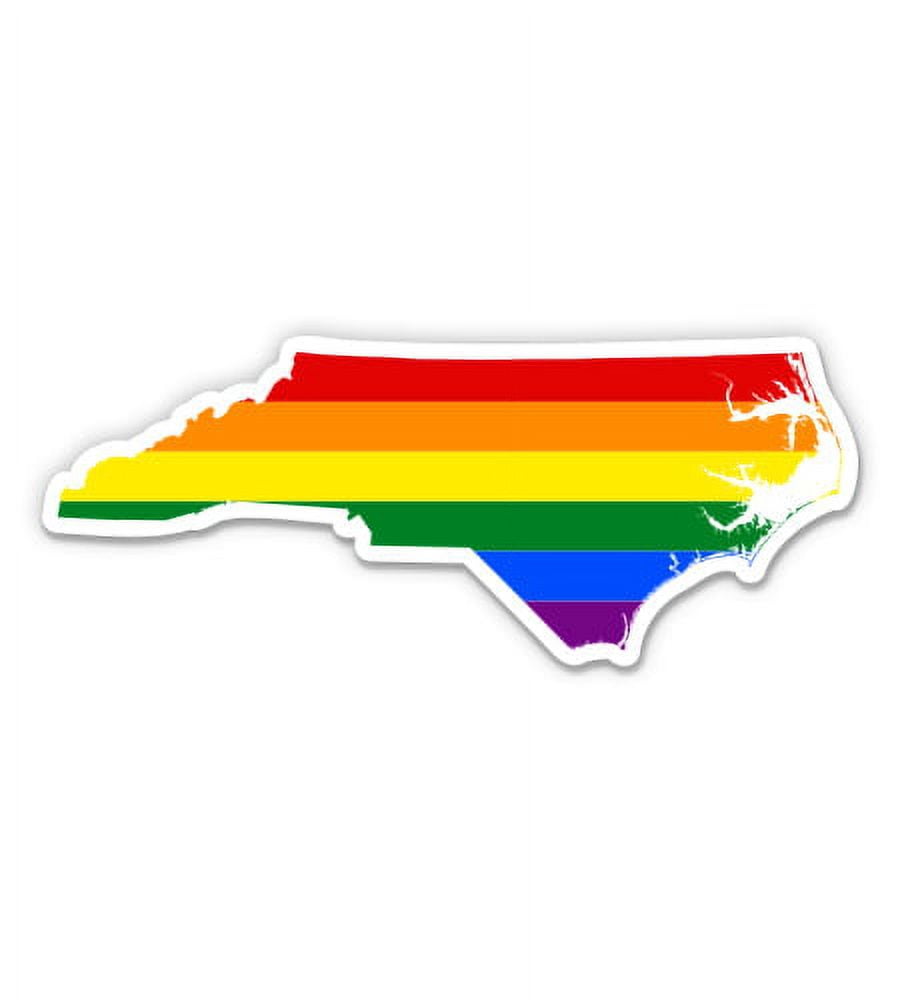 North Carolina Gay Flag State Shape Rainbow Pride LGBT - 5" Vinyl ...