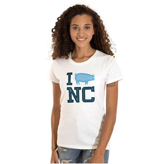 North Carolina Good Luck Pig Cute Womens Fitted Plus Size Graphic Tee Brisco Brands 2X