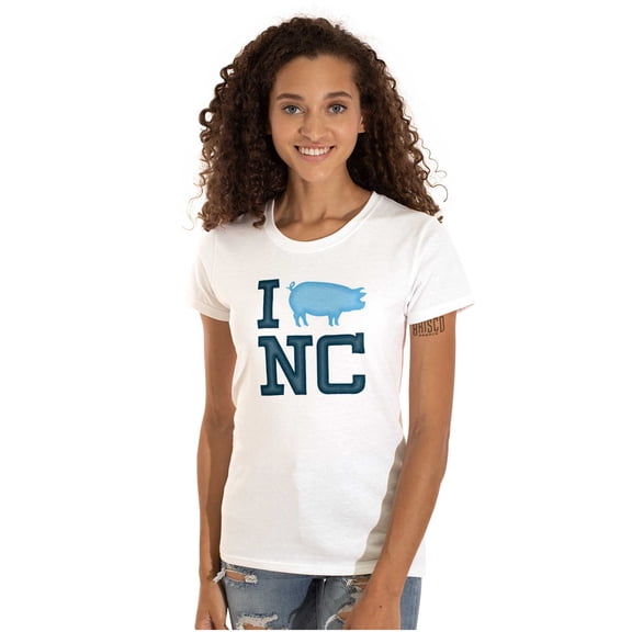 North Carolina Good Luck Pig Cute Womens Slim Fit Graphic Tee Brisco Brands L