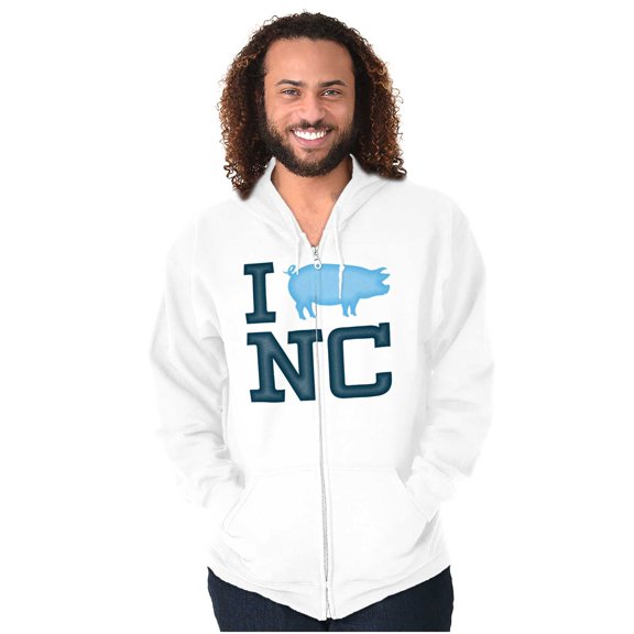North Carolina Good Luck Pig Cute Zip Up Hoodie Men's Women's Brisco Brands L