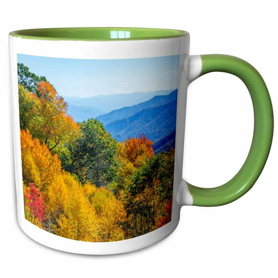 3drose, North Carolina, Great Smoky Mountains National Park, 11oz Two-tone Green Mug