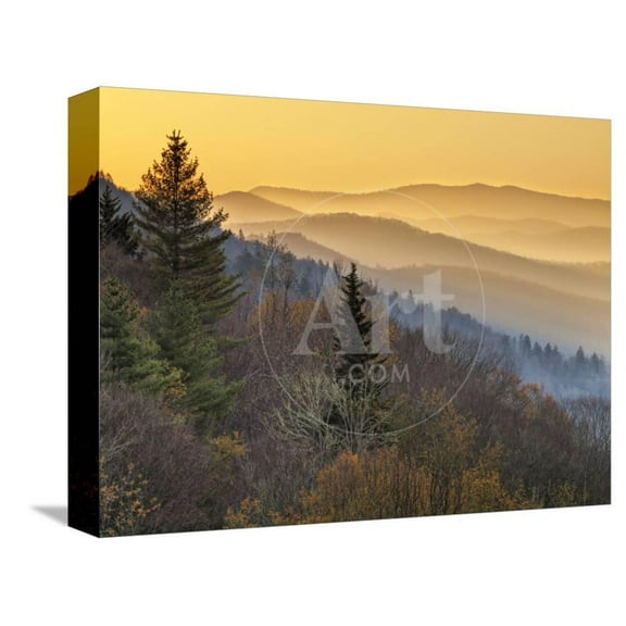 North Carolina, Great Smoky Mountains National Park, Sunrise from the Oconaluftee Valley Overlook, Scenic Stretched Canvas Wall Art by Ann Collins Sold by Art.Com