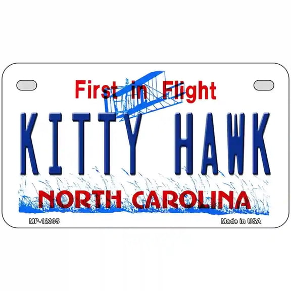North Carolina Kitty Hawk Novelty Metal License Plate 7" x 4" Motorcycle (MP)