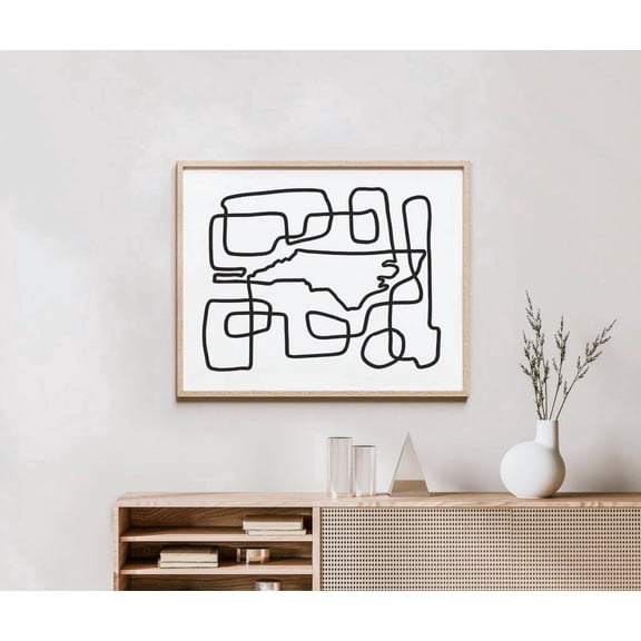 North Carolina Line Map Wall Art Print, Minimalist State Decor