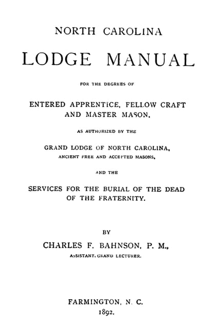 Entered Apprentice Handbook.pdf North Carolina Lodge Manual: For The Degrees Of Entered Apprentice ...