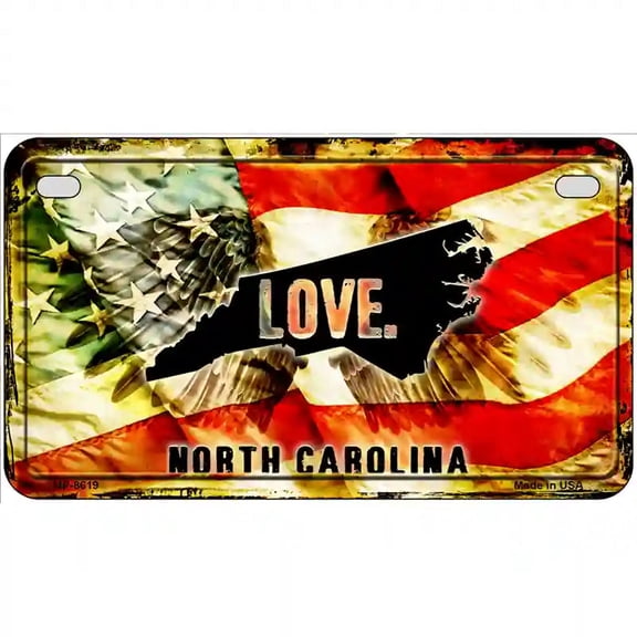 North Carolina Love Metal Novelty License Plate 7" x 4" Motorcycle (MP)
