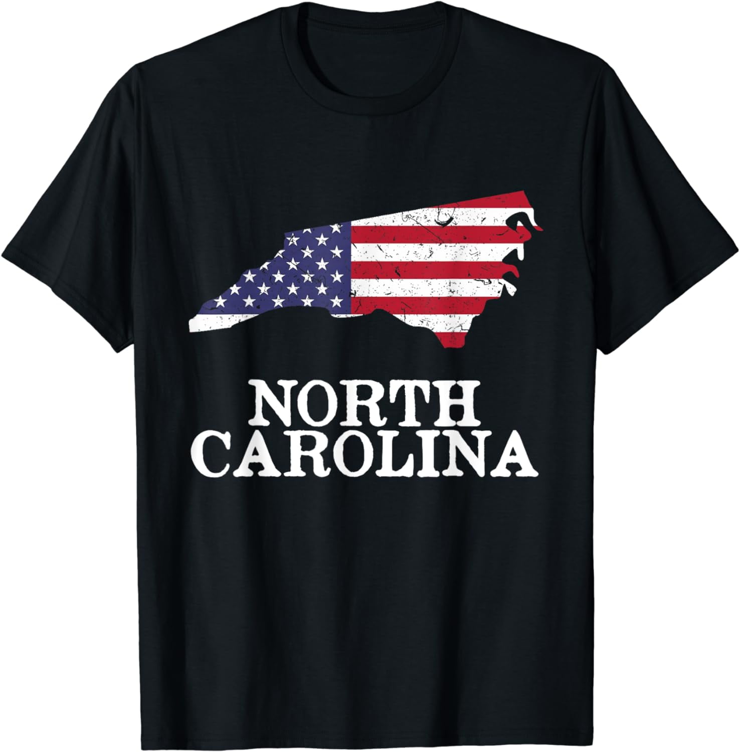 North Carolina Map State American Flag 4th Of July Tee T-Shirt ...
