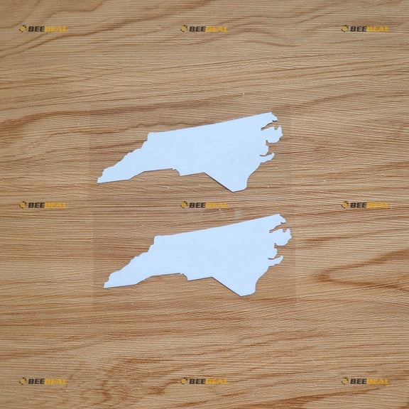 North Carolina Map Sticker Decal Vinyl - 2 Pack White 4" - For Car Boat Laptop Cup No Background Die-cut