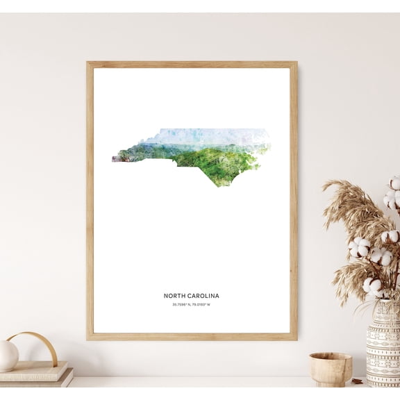 North Carolina Map Wall Art Print, State Decor