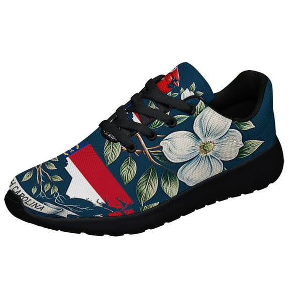 North Carolina Map With Cardinal and Flowering Dogwood Shoes Sneakers Black Size 11