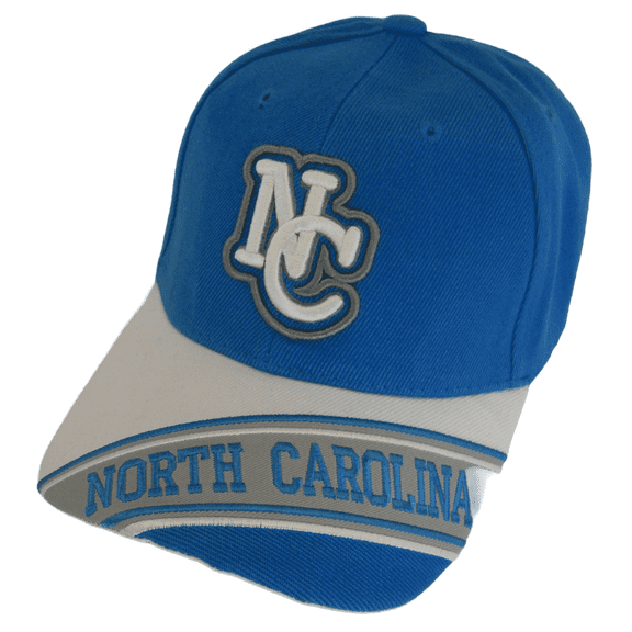 North Carolina Men's Banner on Bill Adjustable Baseball Cap (Teal/White)