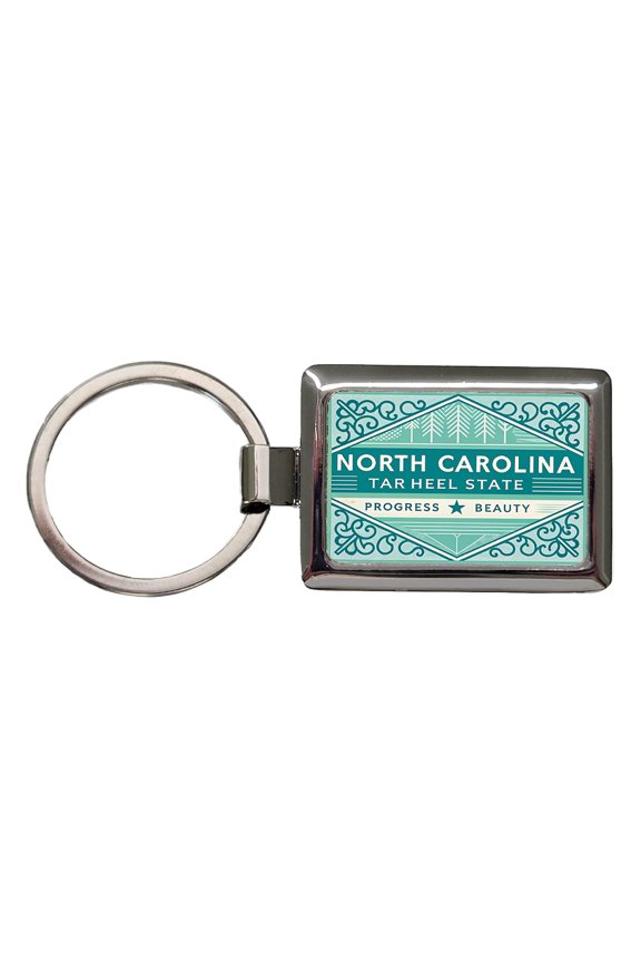 North Carolina NC Tar Heel State Progress Beauty Travel Vacation Stamp Metal Rectangle Keychain