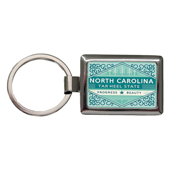North Carolina NC Tar Heel State Progress Beauty Travel Vacation Stamp Metal Rectangle Keychain