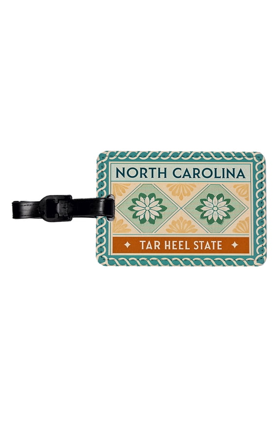 North Carolina NC Tar Heel State Travel Vacation Stamp Faux Leather Travel Luggage Tag