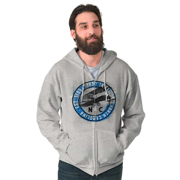 North Carolina Retro First in Flight Zip Up Hoodie Men's Women's Brisco Brands X