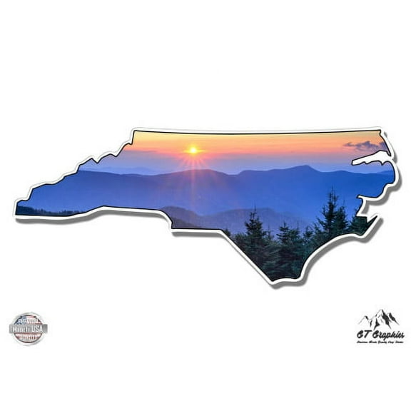 North Carolina Smoky Mountains Sunrise - 3" Vinyl Sticker - For Car Laptop I-Pad Phone Helmet Hard Hat - Waterproof Decal