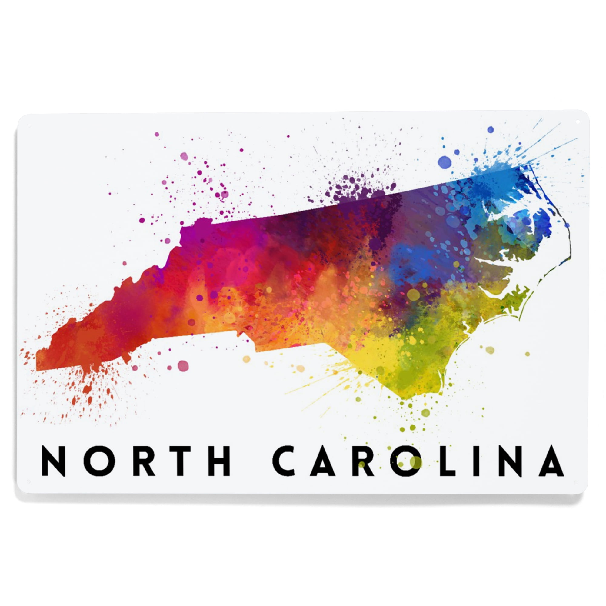 North Carolina, State Abstract Watercolor (12x18 Aluminum Art, Indoor Outdoor Metal Sign Decor