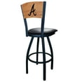 thumbnail image 1 of Black Atlanta Braves 36" Vinyl Swivel Laser Engraved Counter Stool, 1 of 2