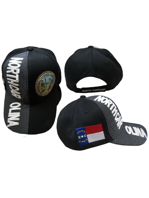 North Carolina State Black White Letters Patch On Side Embroidered Hat Cap