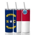 thumbnail image 1 of North Carolina State Flag 20oz Insulated Water Bottle Skinny Tumbler Includes Straw, 1 of 7