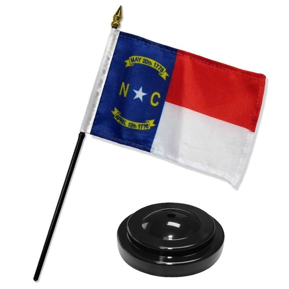 North Carolina State Flag 4"x6" Desk Set Table Stick Black Base