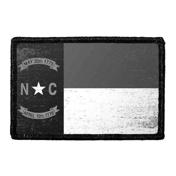 North Carolina State Flag - Black and White - Distressed - Removable Patch