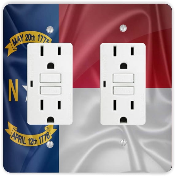 North Carolina State Flag - GFI Switch Plate Cover - Double GFI Cover