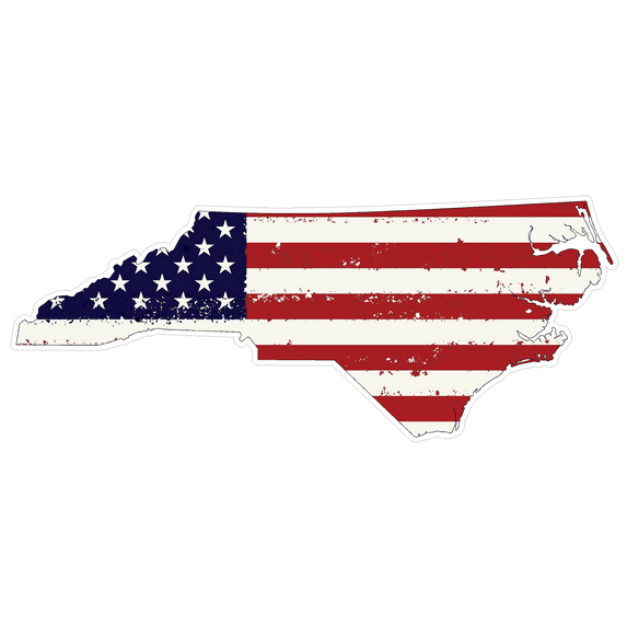 North Carolina State (J34) USA Flag Distressed Vinyl Decal Sticker Car/Truck Laptop/Netbook Window