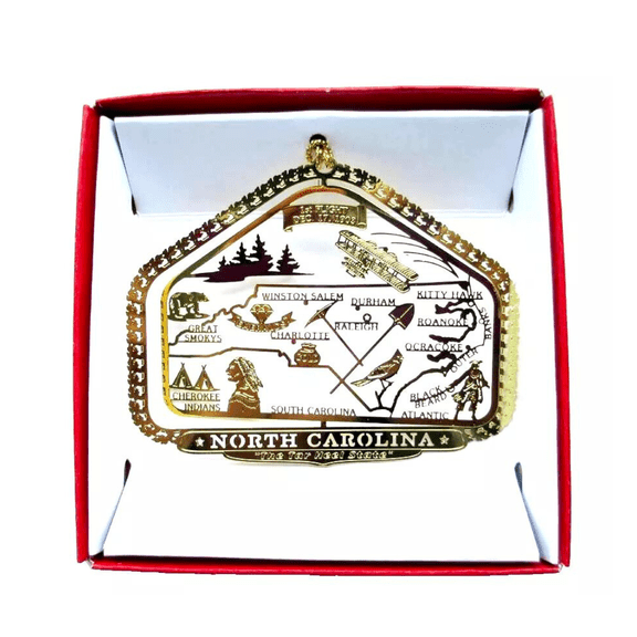 North Carolina State Christmas Ornament Raleigh Charlotte Roanoke Kitty Hawk Winston Salem Durham Great Smokys by Nations Treasures