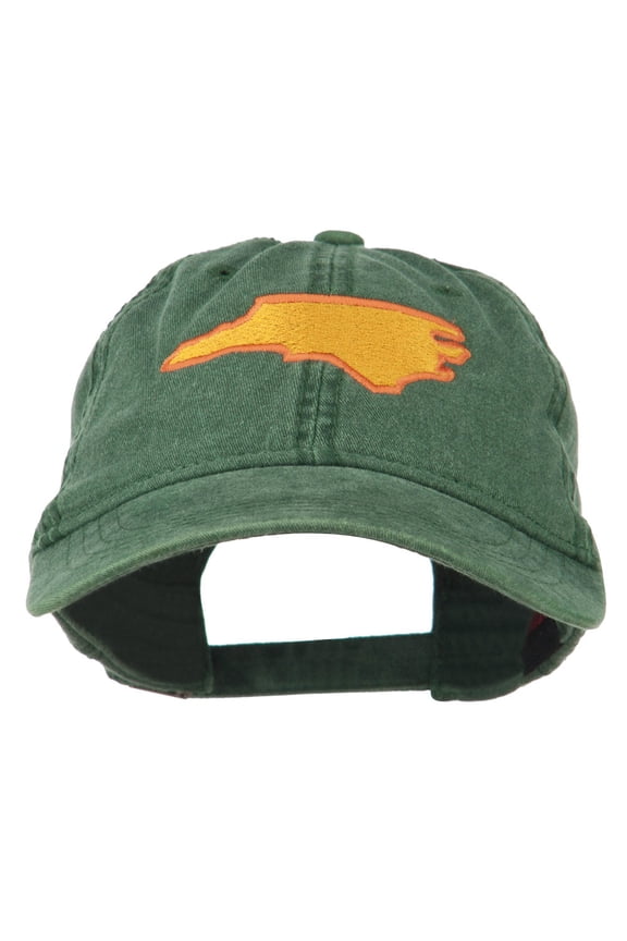 North Carolina State Map Embroidered Cap - Dark Green OSFM