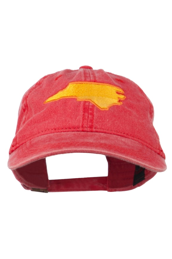 North Carolina State Map Embroidered Cap - Red OSFM