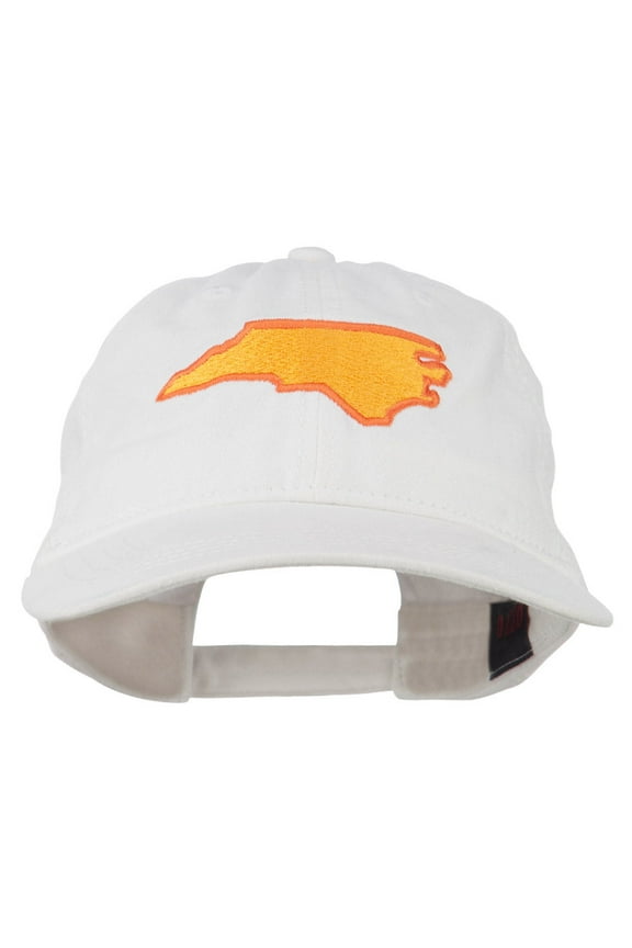 North Carolina State Map Embroidered Cap - White OSFM