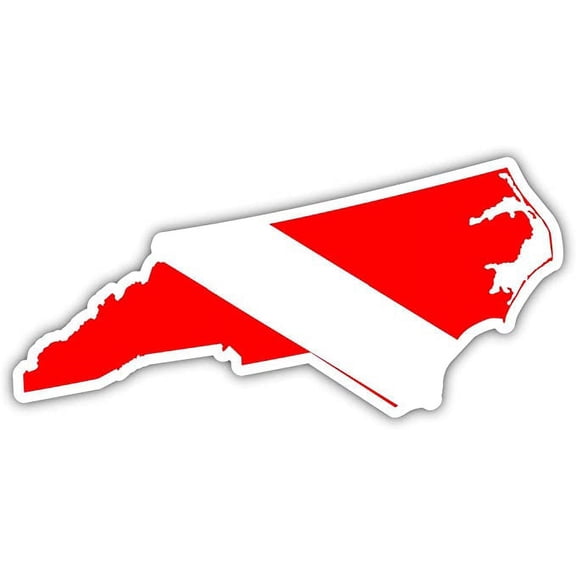 North Carolina State Shaped Scuba Diver Scuba Diving Dive Down Flag Bumper Sticker Decal Car Window Stickers 3x6 in