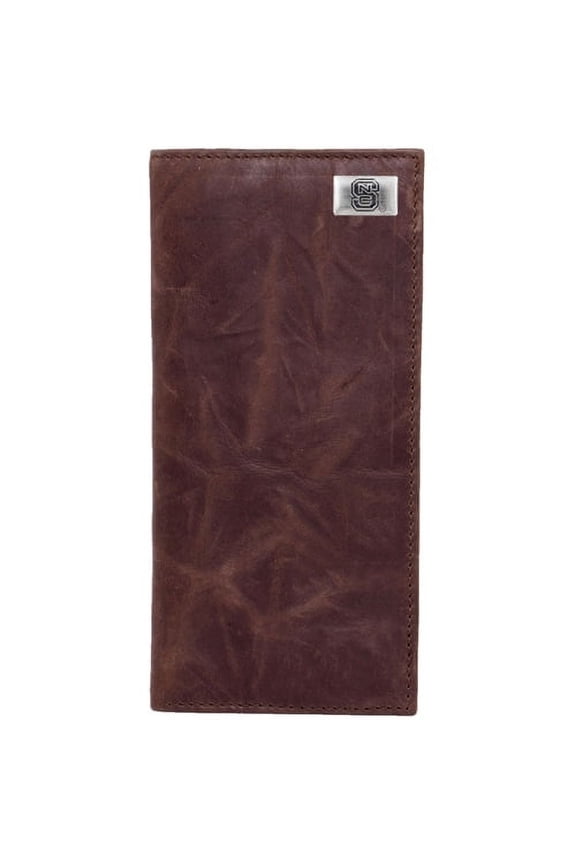 North Carolina State Wolfpack Leather Secretary Wallet with Concho - Brown
