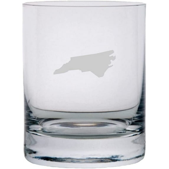 North Carolina States Etched 10.25oz Crystal Rocks Whisky Glass