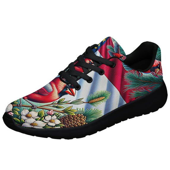 North Carolina Stte Cardinal and Dogwood Flower Shoes Sneakers Black Size 4.5