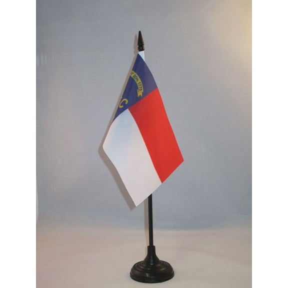 AZ Flag North Carolina Table Flag 4x6 in 100D Polyester Plastic Base