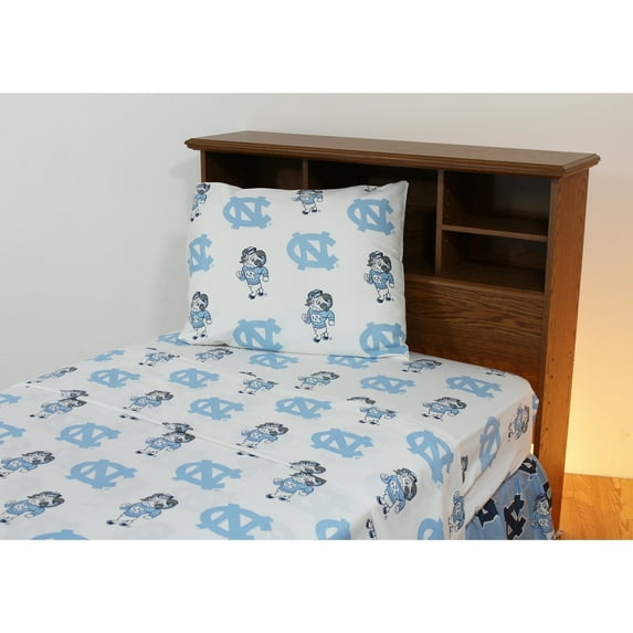 North Carolina Tar Heels 100% Cotton Bed Sheet Set White King