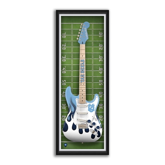 North Carolina Tar Heels 14" x 37" Electric Guitar Framed Art Print