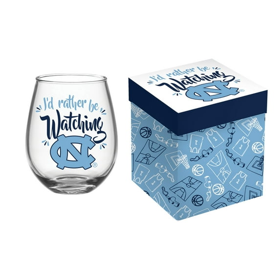 North Carolina Tar Heels 17oz. Boxed Stemless Wine Glass
